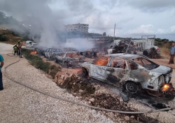 שריפה במגרש לפירוק רכבים בירכא