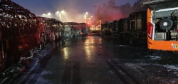 שריפת 18 אוטובוסים בתחנה המרכזית בצפת