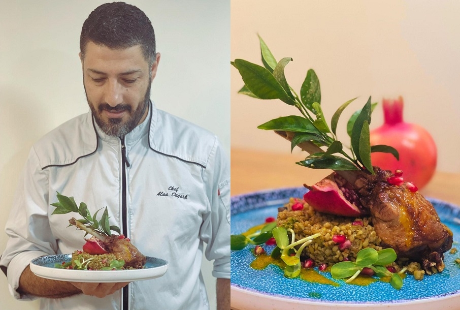 השף עלאא ממגאר שוק אווז על מצע פריקי