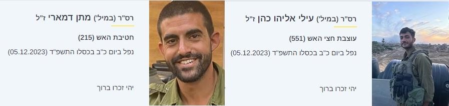 רס"ר במיל' עילי אליהו כהן ז"ל ורס"ר במיל' מתן דמארי ז"ל