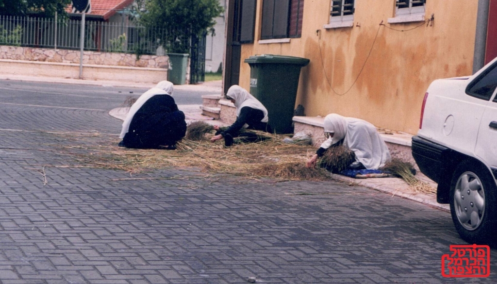 נשים מייצרות מטאטאים מעשב