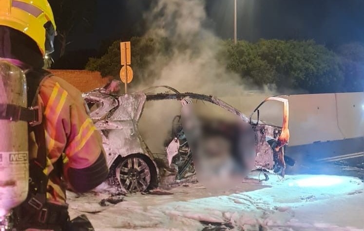 שריפת רכב בכביש 2 אותרה גופה