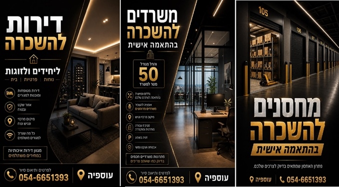 משרדים מחסנים ודירות להשכרה בעוספיה