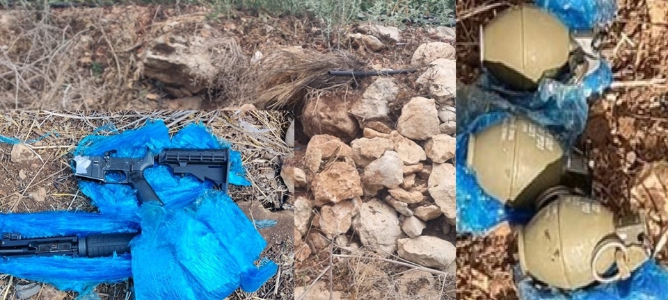 רימוני רסס ונשק ארוך הוסתרו במסלעה ליד תפן